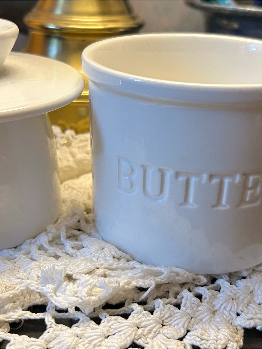 White Ceramic Butter Crock - Classic Home Accent
